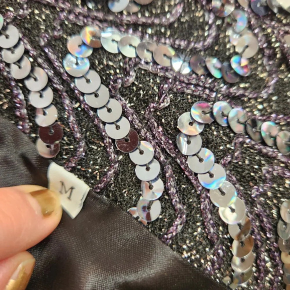 Womens Sequin Open Jacket Y2K New Years Eve Size  Medium - Picture 8 of 8